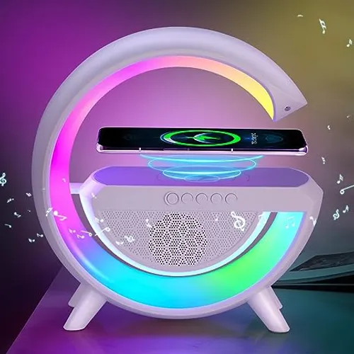 G-shape Bluetooth Speaker Table Lamp With Wireless Charging 7 Color Changing